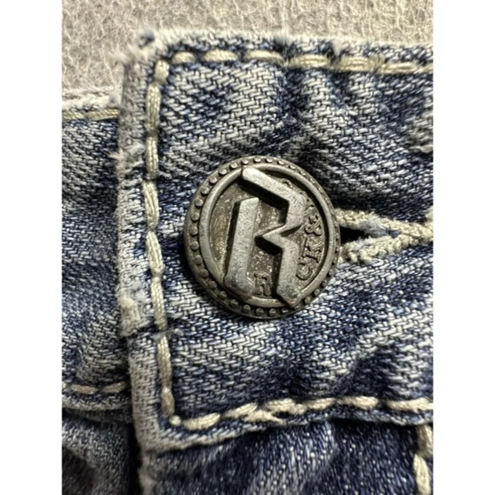 Rock &‎ Roll Cowboy Shorts Womens 32 Blue Denim Distressed Frayed Western